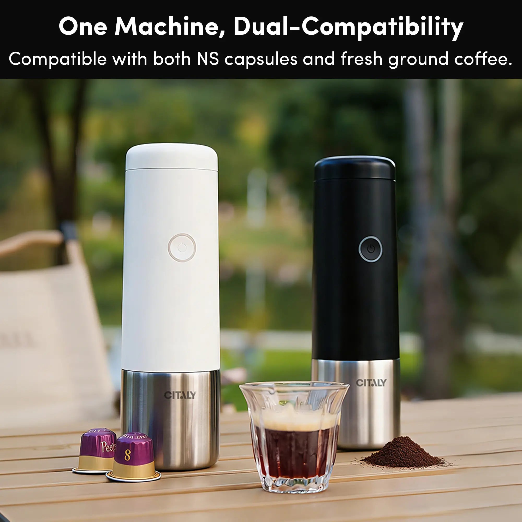 Portable Espresso Machine, Citaly GO-1, PD 3.0 Fast Charge, Capsule & Ground Coffee Compatible