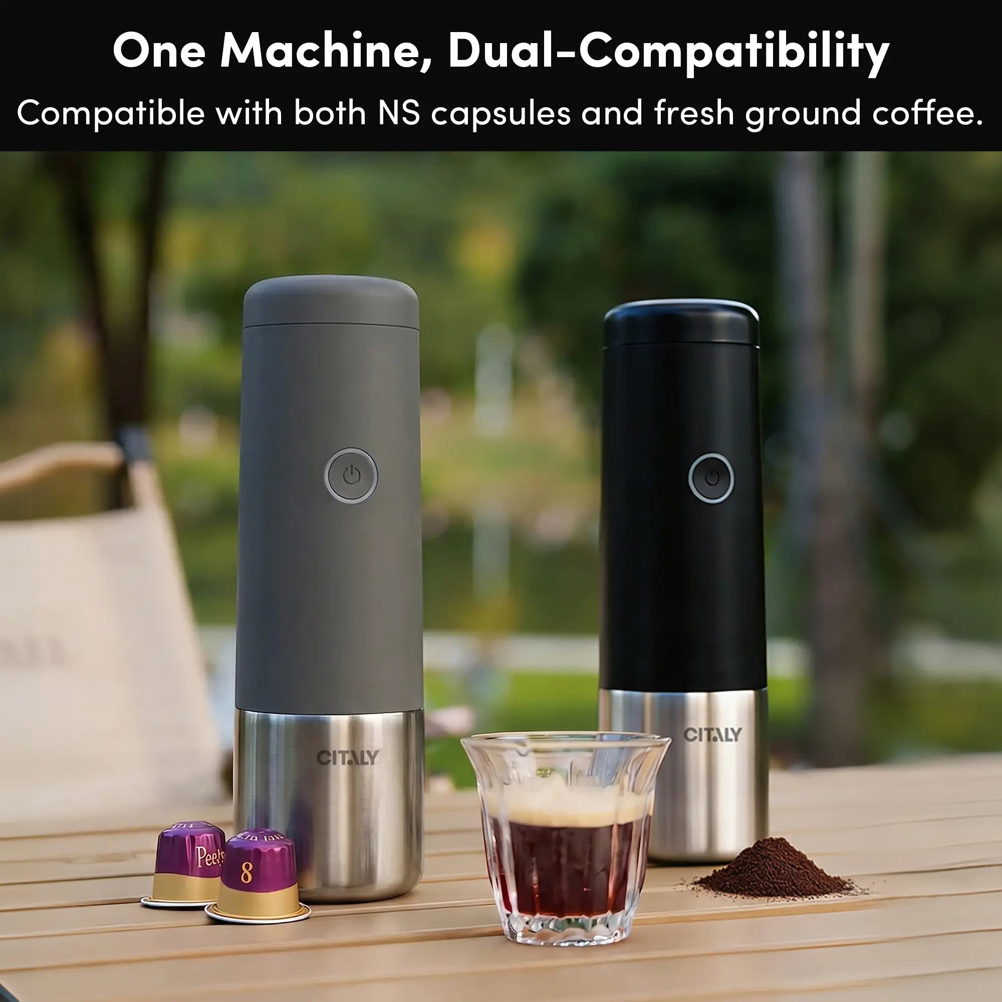 Portable Espresso Machine, Citaly GO-1, PD 3.0 Fast Charge, Capsule & Ground Coffee Compatible